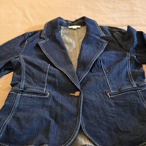 Elegant Dark Blue Denim Blazer for Women